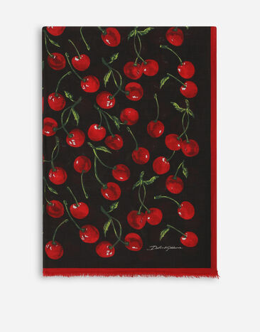 Dolce&Gabbana Cherry-print cashmere and modal scarf (135x200) Black F4CLKTFU8BM
