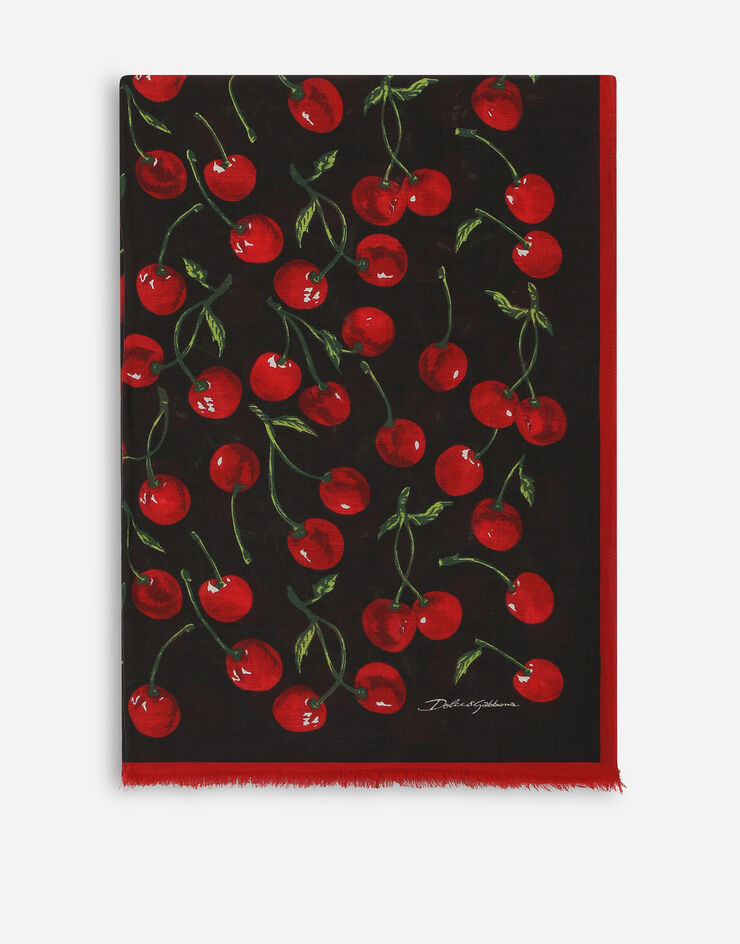 Dolce&Gabbana Cherry-print cashmere and modal scarf (135x200) Multicolor FS184AGDBI5