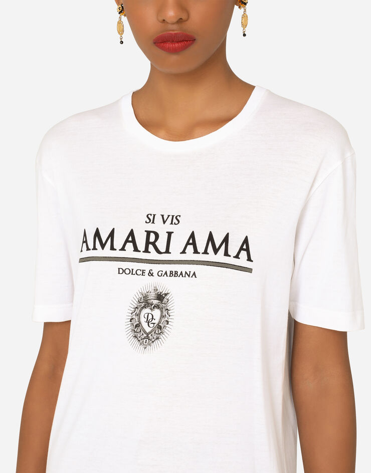 Jersey tshirt with si vis amari ama print