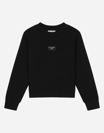 Dolce & Gabbana Sudadera de punto con placa con logotipo Negro L5JWARG7M4V