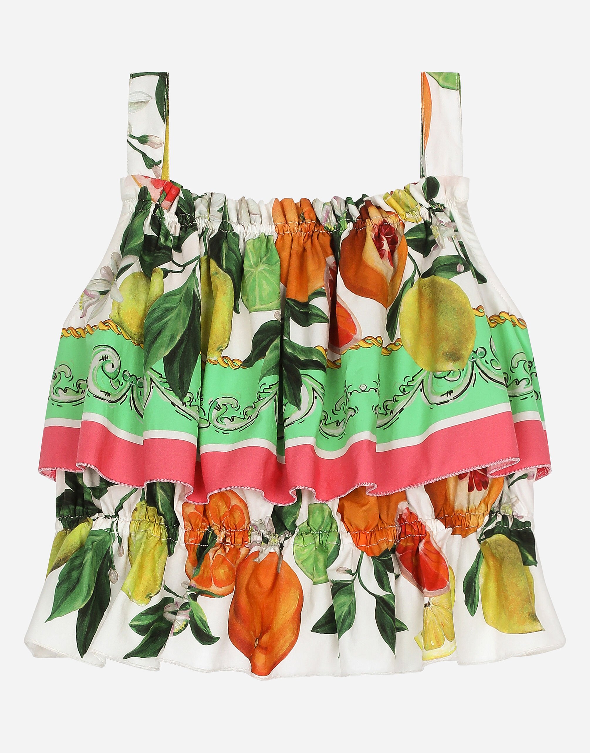 Dolce & Gabbana Top de popelina con estampado de naranjas y limones Imprima L5JN79FSG79