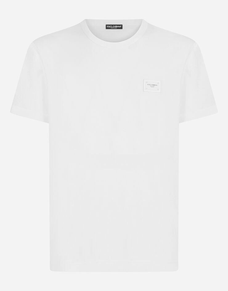 Dolce & Gabbana Cotton T-shirt with branded tag White G8KJ9TFU7EQ
