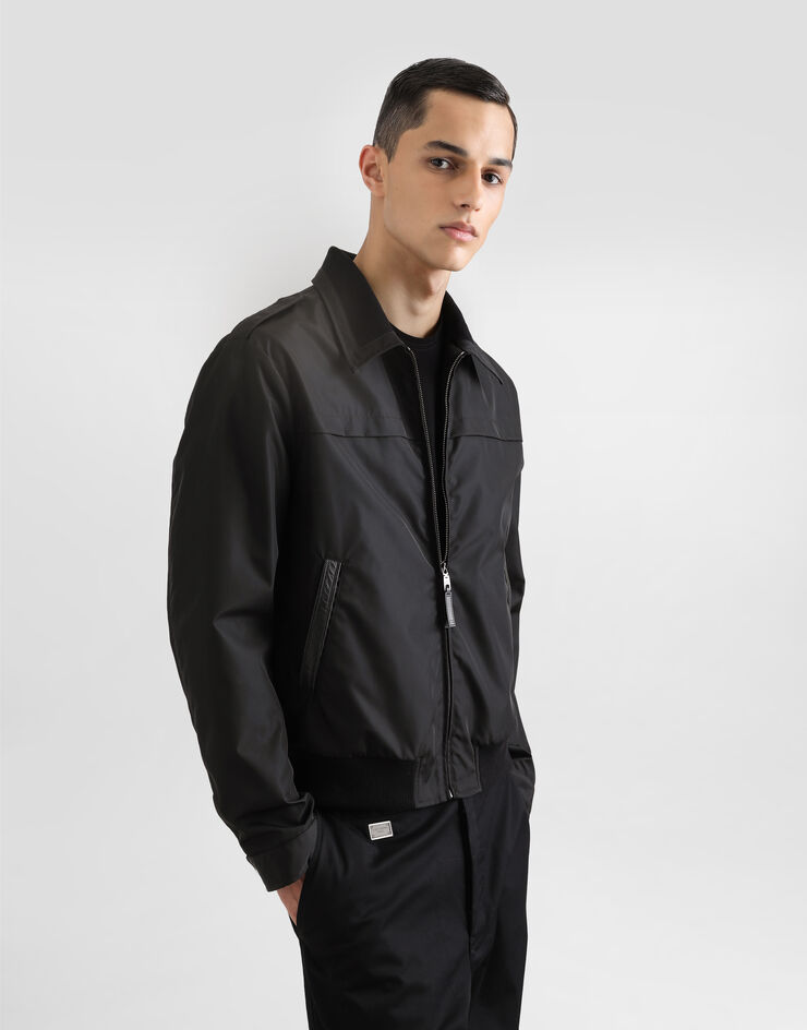 Dolce & Gabbana 标牌帆布飞行夹克 黑 G9BHNTFUS21