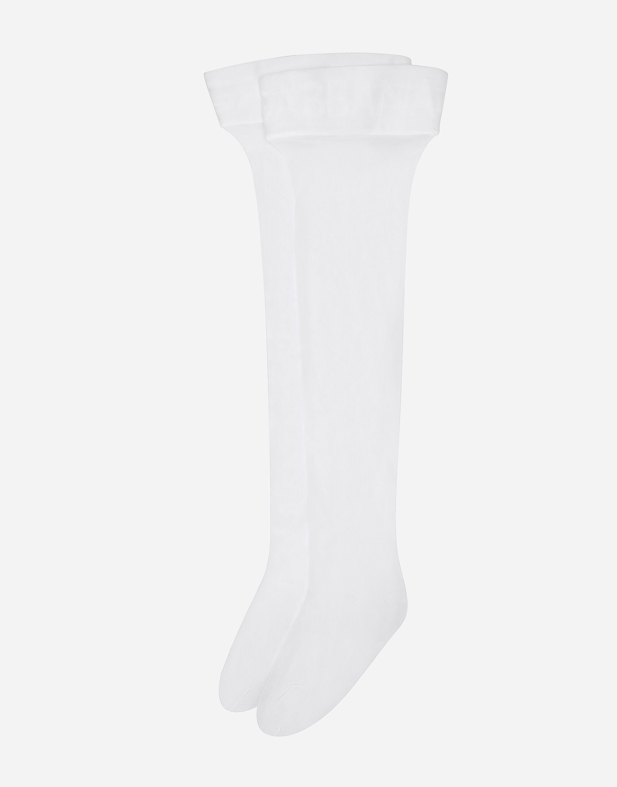 Hold up stockings with branded elastic in White for Women Dolce Gabbana