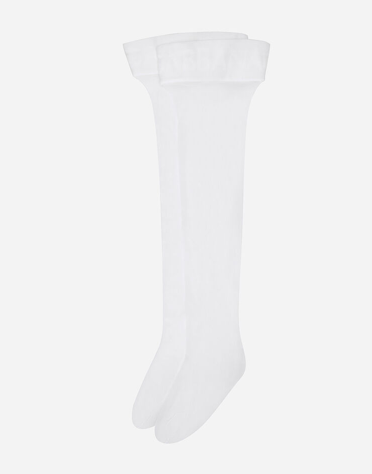 Dolce & Gabbana جوارب طويلة بشريط مرن موسوم أبيض O4A70TONO28