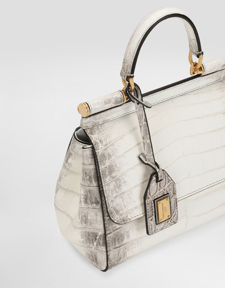 Dolce & Gabbana Bolso de mano Sicily mediano de cocodrilo Himalaya Blanco BB6003B2EM1