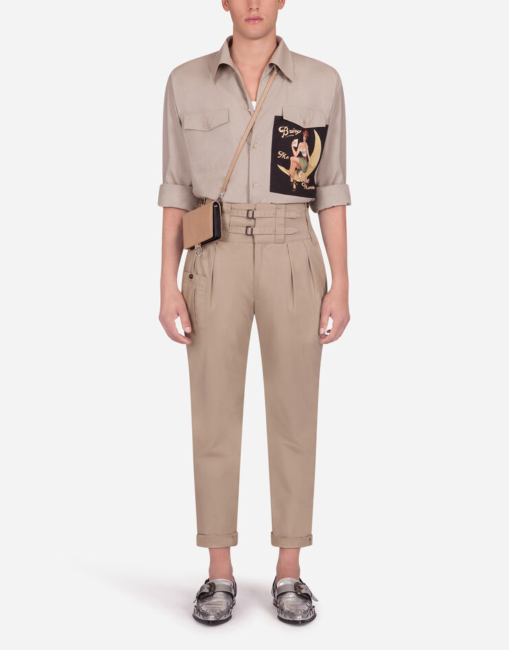 Dolce & Gabbana SHIRT WITH PIN-UP PATCH BEIGE G5HN2TFU5K9