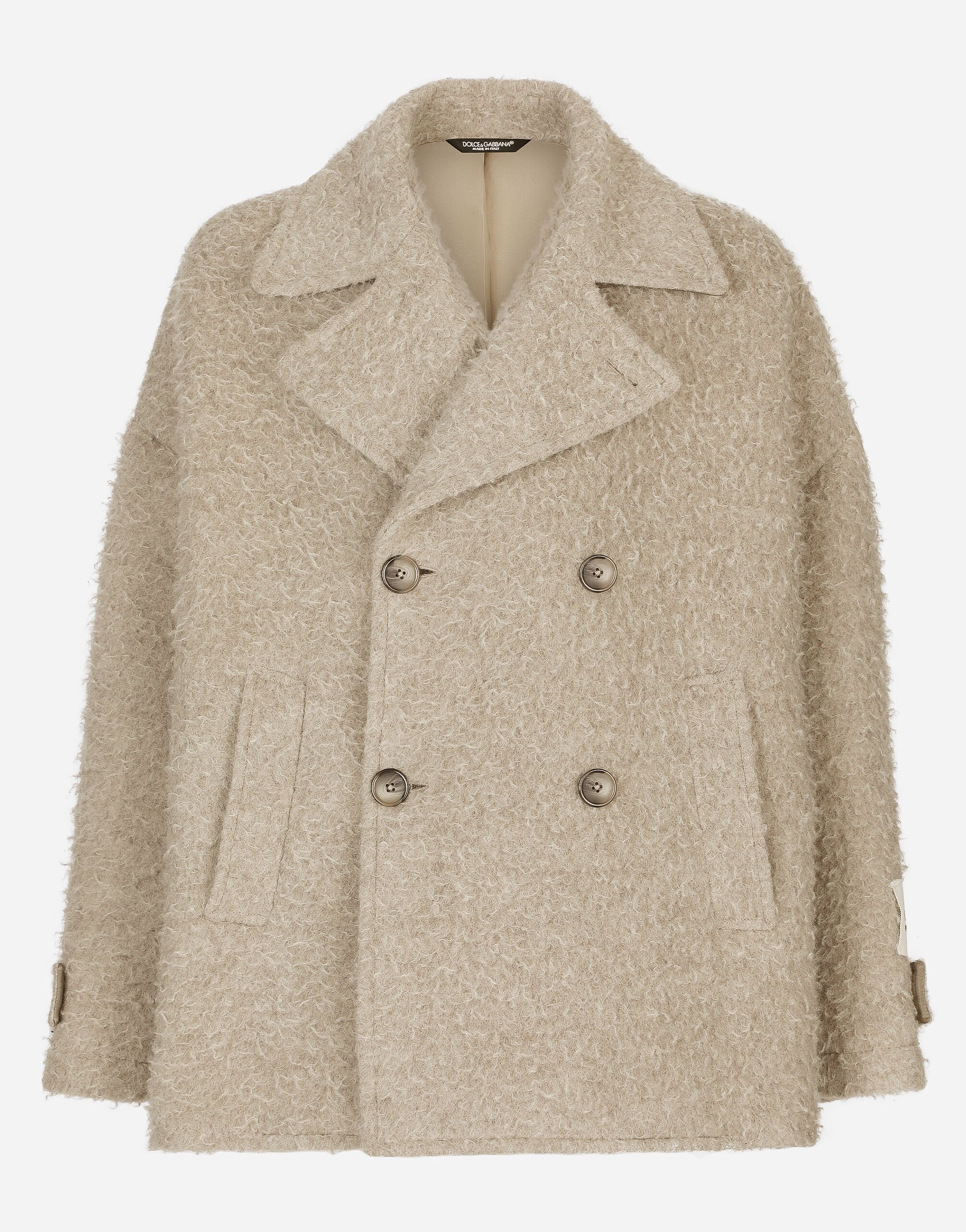Dolce & Gabbana Vintage-look double-breasted wool and cotton pea coat Grey BM7329AG218