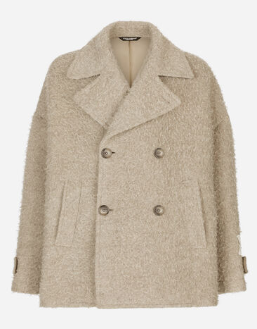 Dolce&Gabbana Vintage-look double-breasted wool and cotton pea coat Grey G9AKHTFUFMU