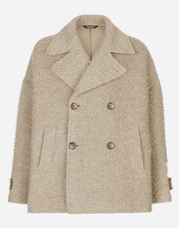 Dolce & Gabbana Двубортное пальто-бушлат из шерсти и хлопка с винтажным эффектом серый BM7329AG218