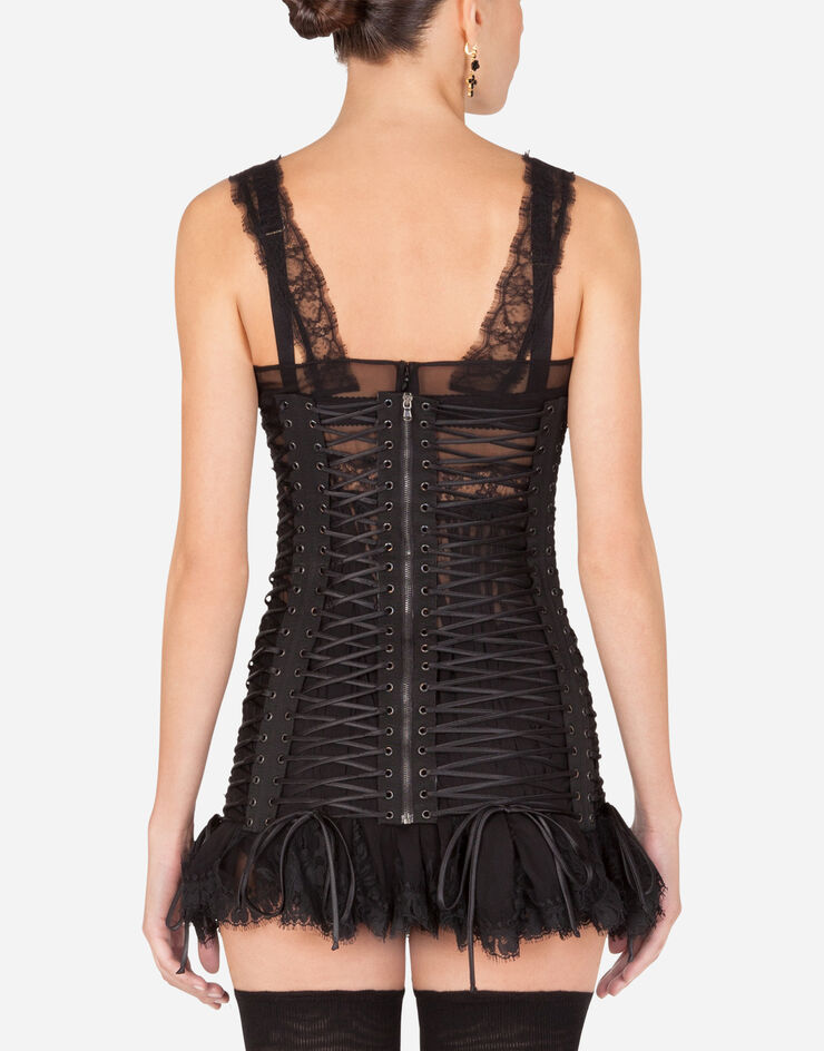 Dolce & Gabbana Cropped bustier top with laces BLACK FB297TFU1AU