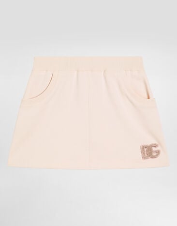 Dolce & Gabbana Fleece skirt with DG sequin patch Pink L5JIB2G7PKQ