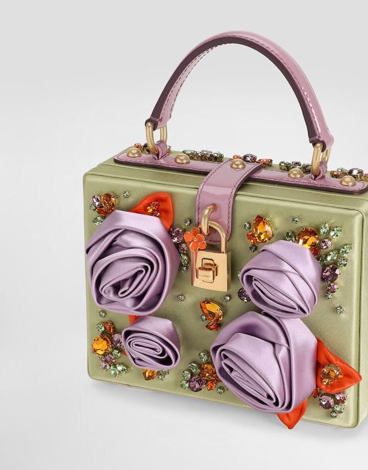 Dolce & Gabbana Sac à main Dolce Box en satin et cuir verni Multicolor BB5970A0256