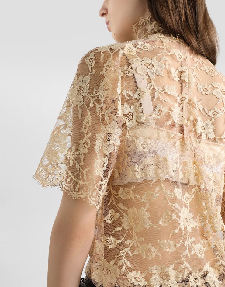 Dolce & Gabbana Floral chantilly lace top Beige F7BI3TILMCM