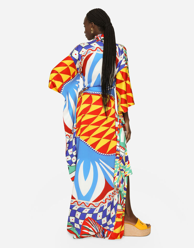 Dolce&Gabbana Carretto-print charmeuse kimono Multicolor F0B7ATHPADZ