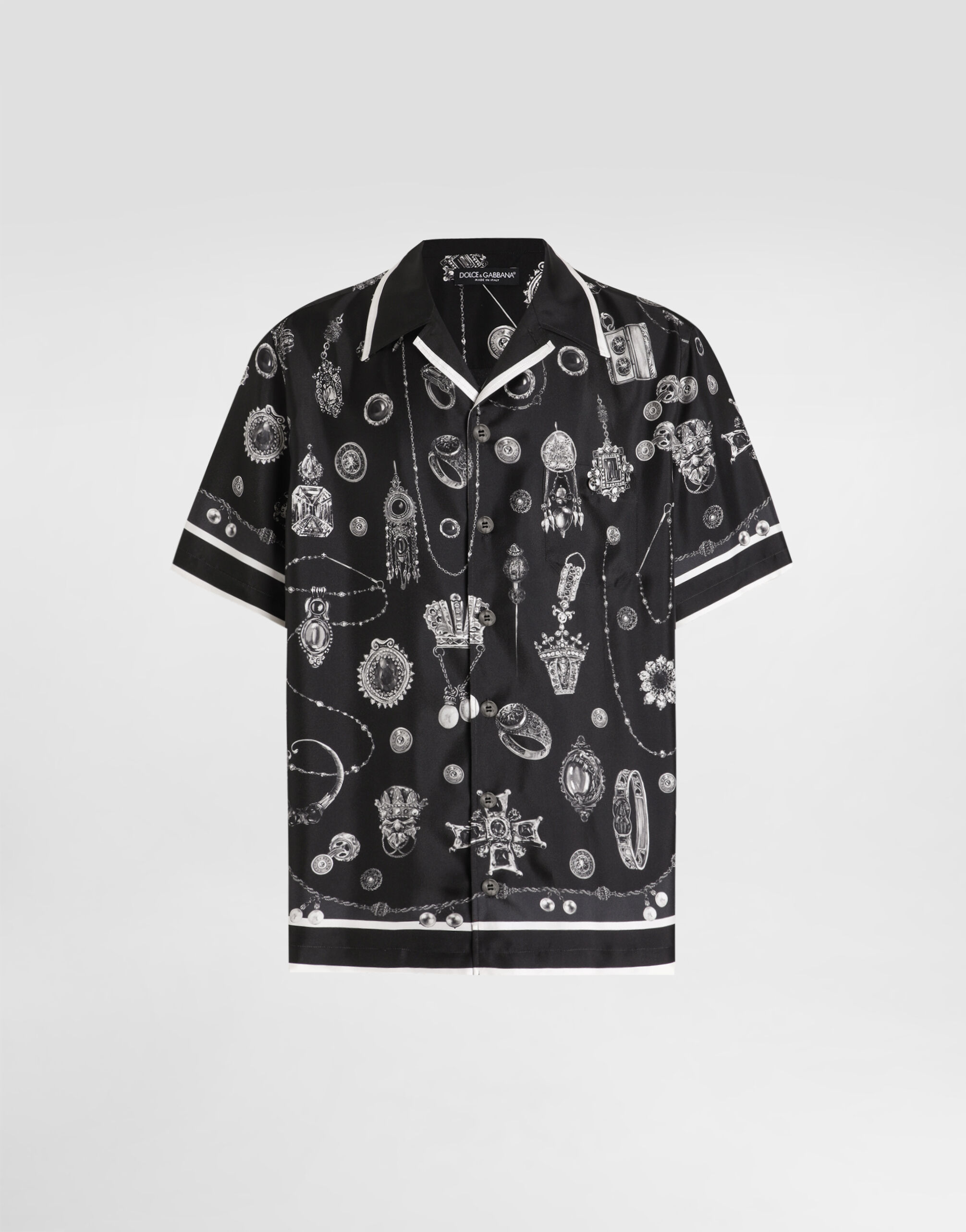 Medal-print hawaii silk twill shirt in Print for Men