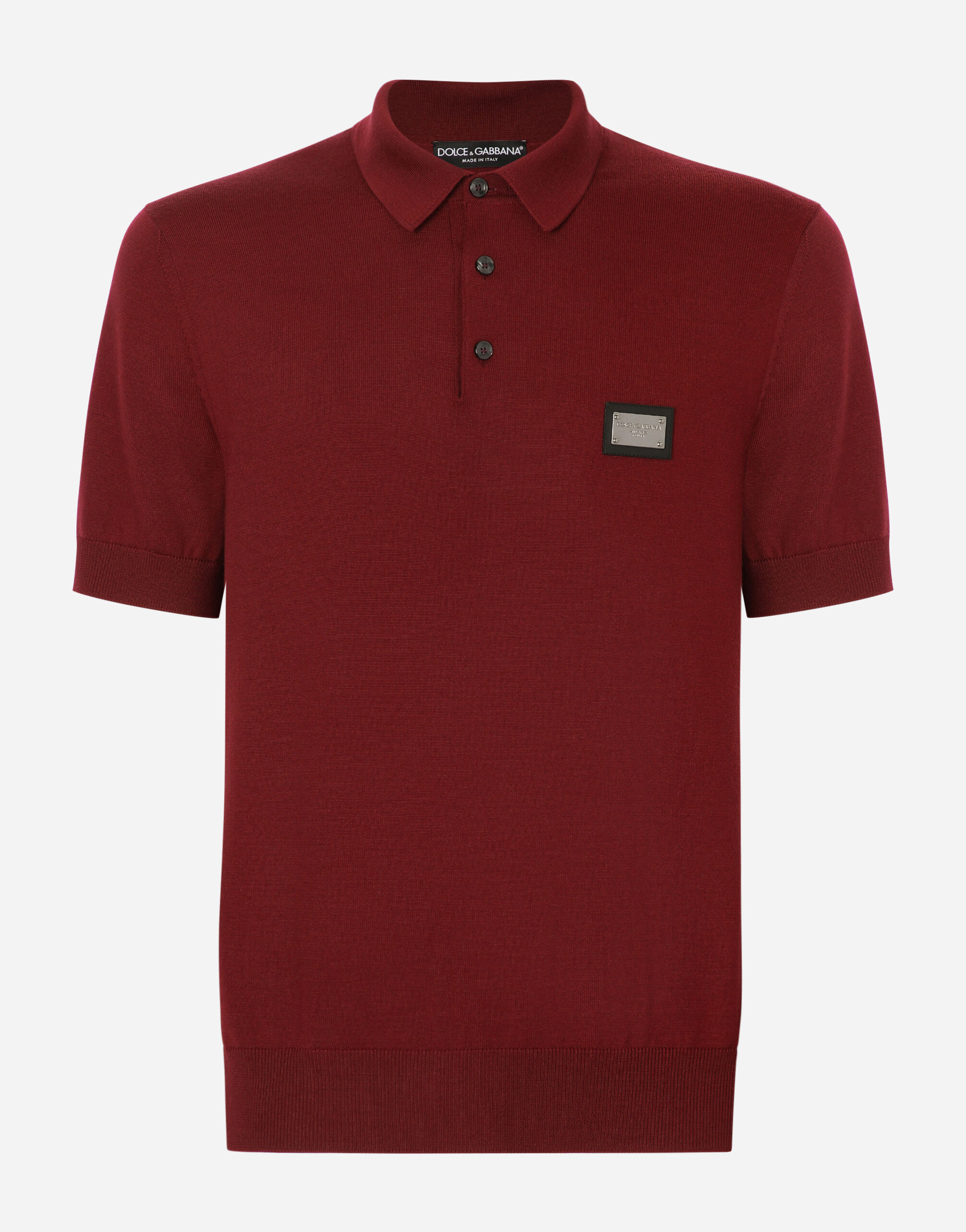 Dolce & Gabbana Wool polo-shirt with branded tag Multicolor GXZ08ZJBSG3