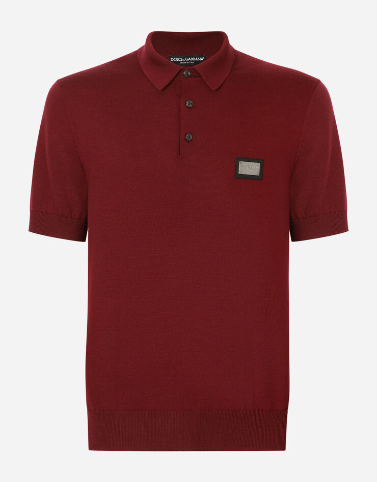 Dolce&Gabbana Wool polo-shirt with branded tag Bordeaux GXO38TJCVC7