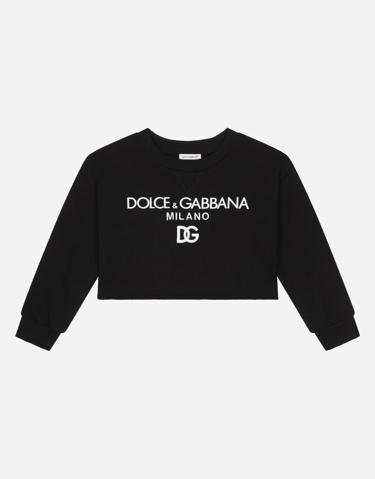 Dolce & Gabbana Sweatshirt aus Jersey mit Dolce&Gabbana-Stickerei Schwarz L5JW7MG7F0U