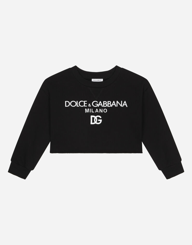 Dolce & Gabbana Jersey sweatshirt with Dolce&Gabbana embroidery Black L5JW7MG7F0U