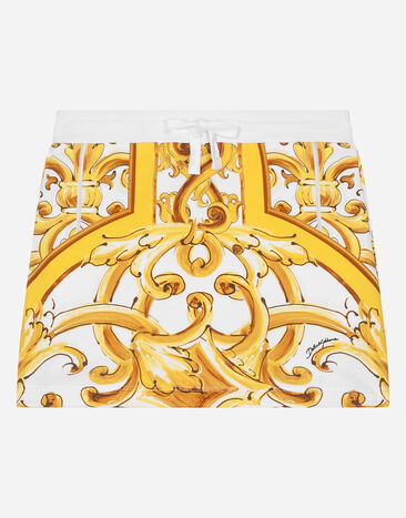 Dolce & Gabbana Jersey skirt with yellow majolica print Print LB4H48G7E1J