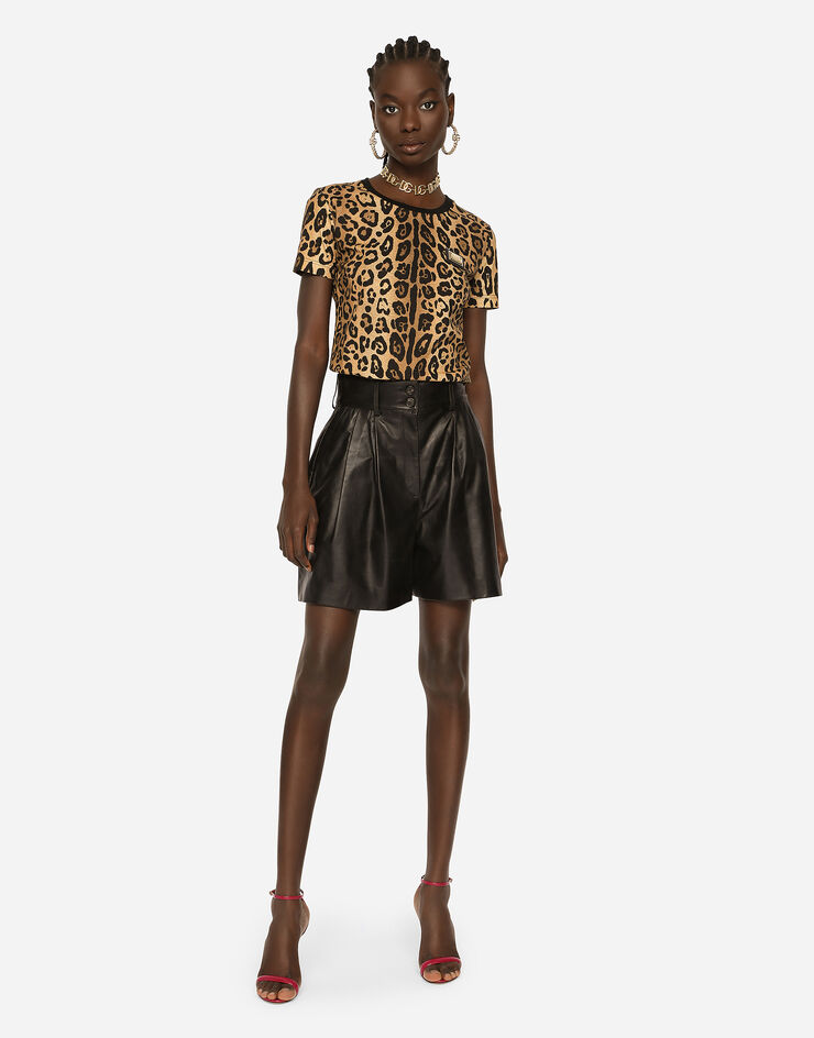 Dolce & Gabbana Short-sleeved leopard-print jersey T-shirt Multicolor I8ABUWG7BPW