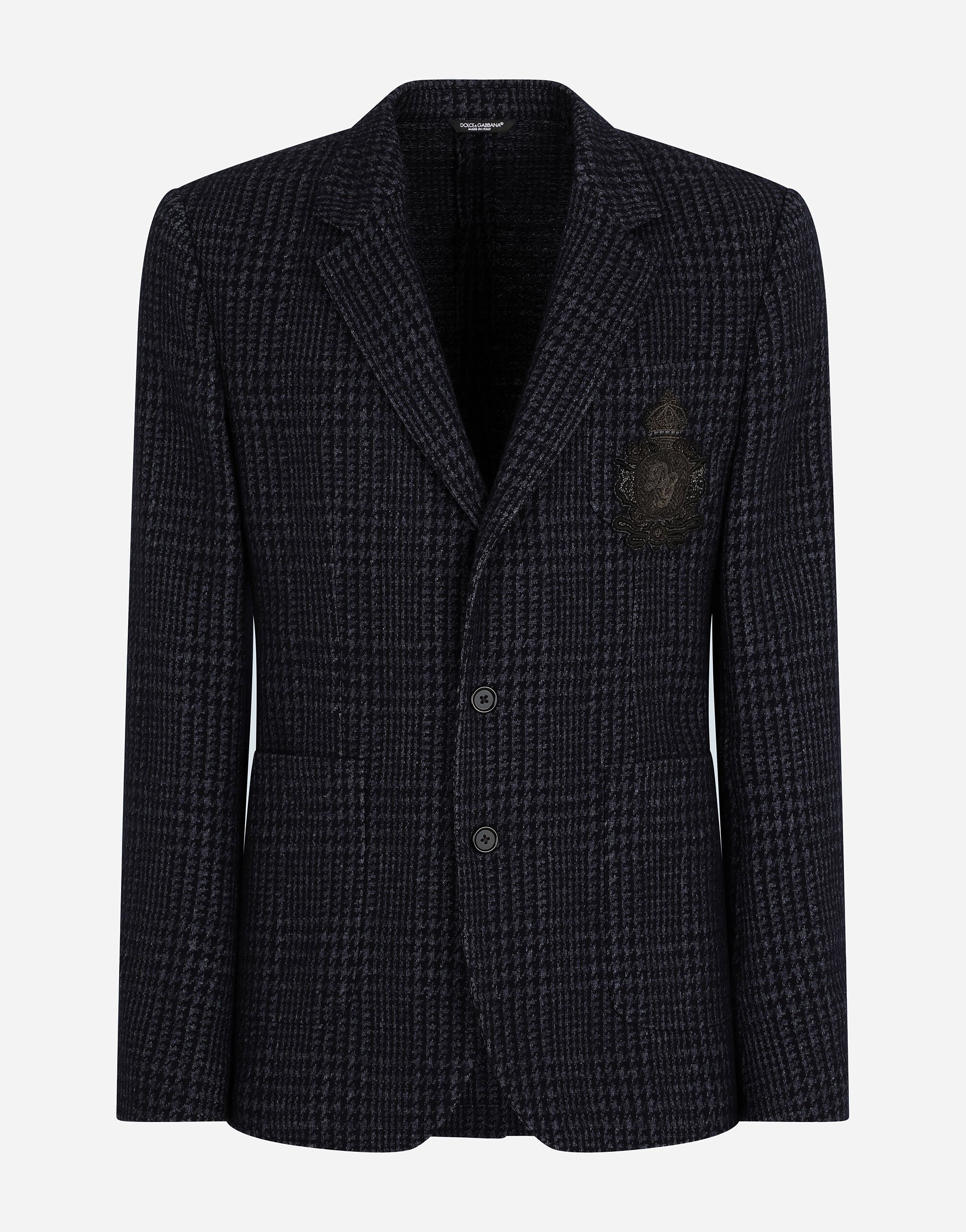 Dolce & Gabbana Check jersey Portofino jacket with patch Brown G2SJ0THUMG4