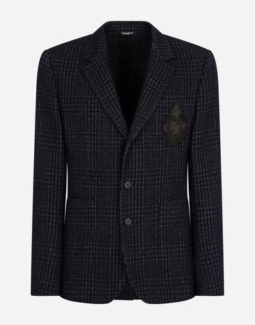 Dolce & Gabbana Jacke Portofino aus kariertem Jersey mit Patch Mehrfarbig G2PT9ZFC7AU