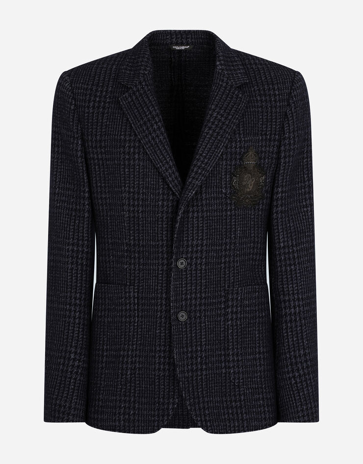 Dolce & Gabbana Chaqueta Portofino de punto a cuadros con parche Multicolor G2PT9ZFC7AU