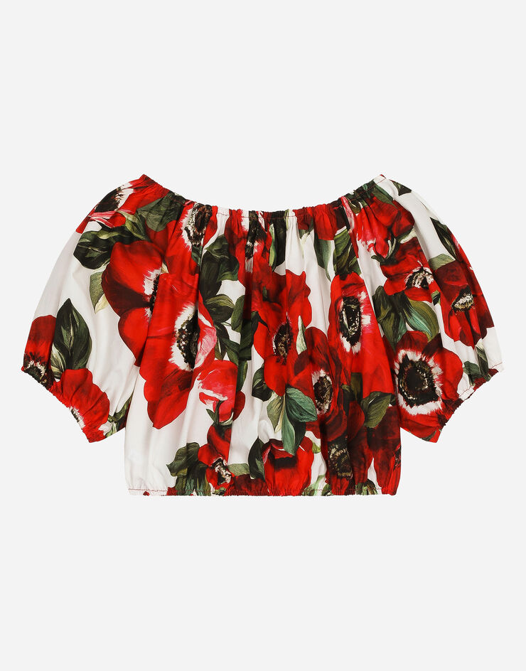 Dolce & Gabbana Poplin blouse with anemone print Imprima L55S88HS5Q4