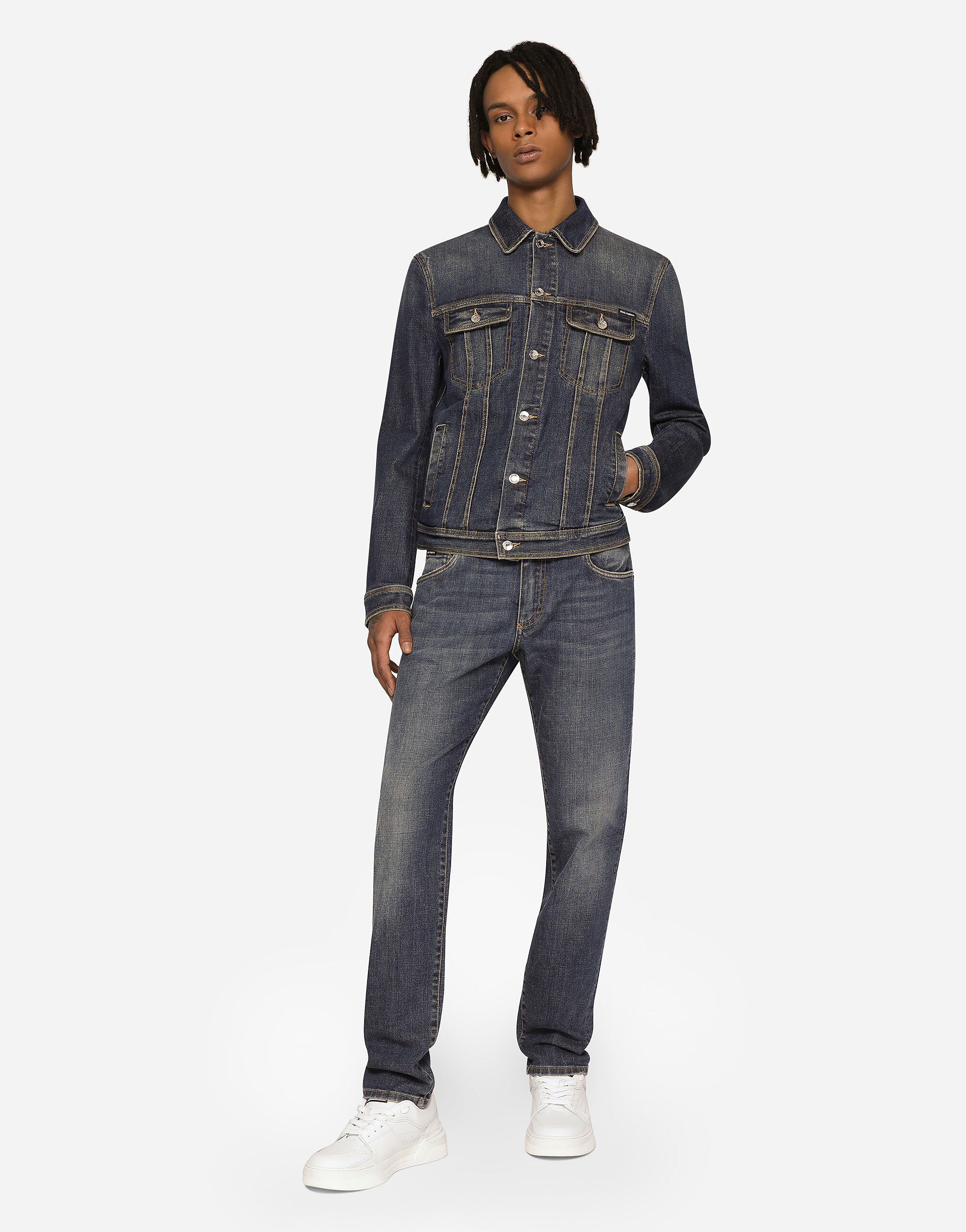 Blue saint slim fit denim jacket new arrivals