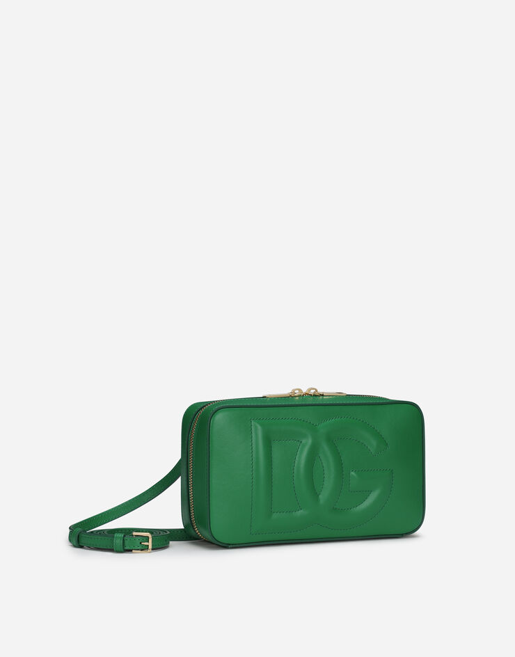 Dolce & Gabbana Bolso bandolera DG Logo pequeño en piel de becerro Verde BB7289AW576
