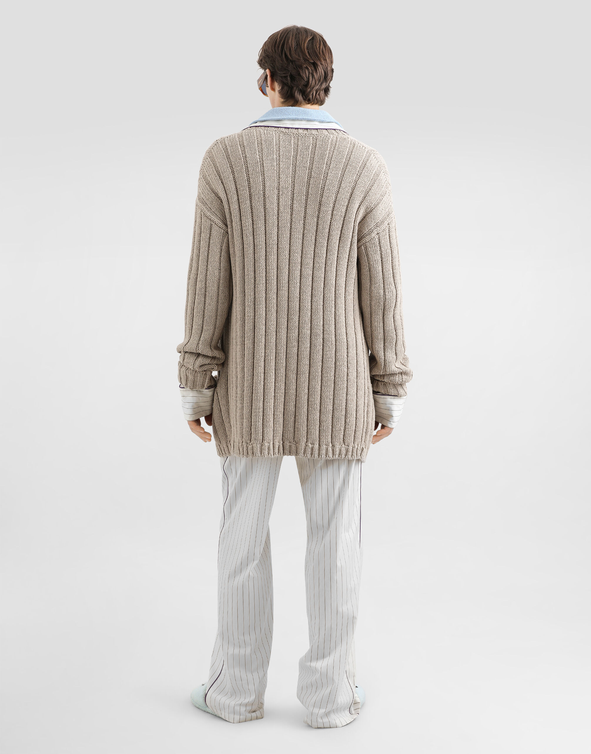 Cotton-blend cardigan in Beige for Men | Dolce&Gabbana® US