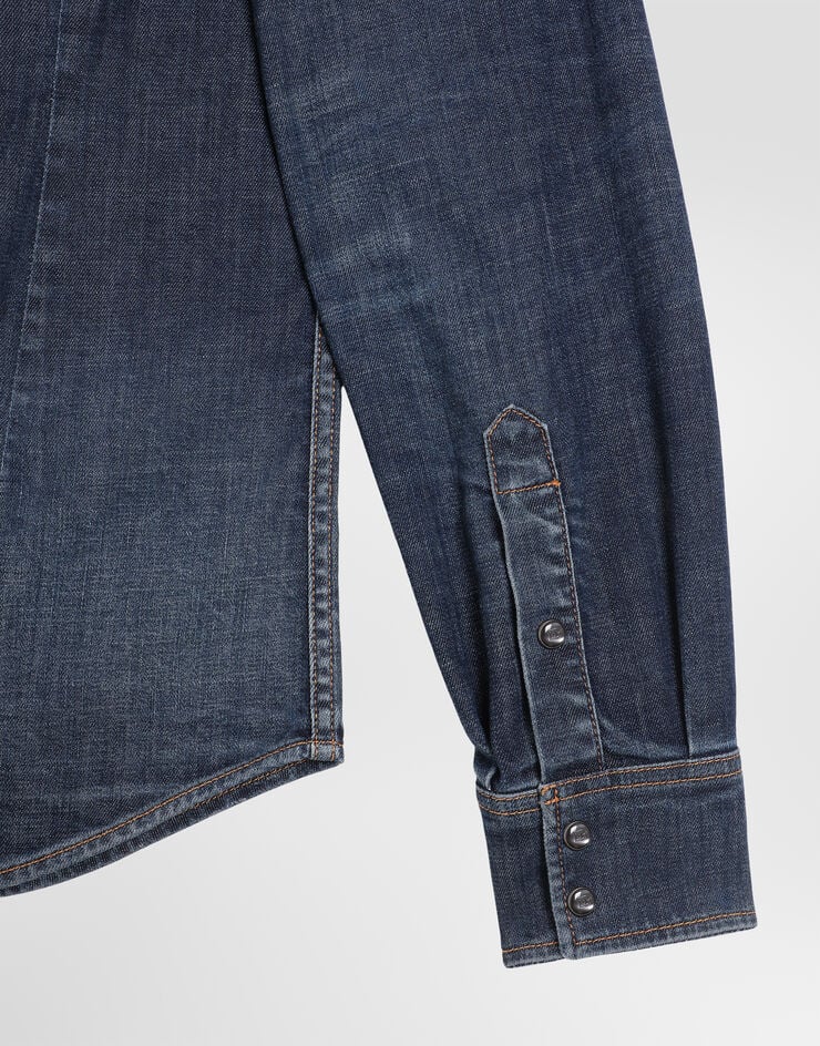 Dolce & Gabbana Gold shirt in denim with patch Dolce & Gabbana Gold shirt in denim with patch Blue G5JC8ZG8QH3
