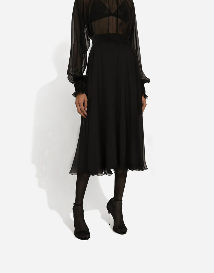 Dolce & Gabbana Chiffon calf-length circle skirt Black F4CSOTFU1AT