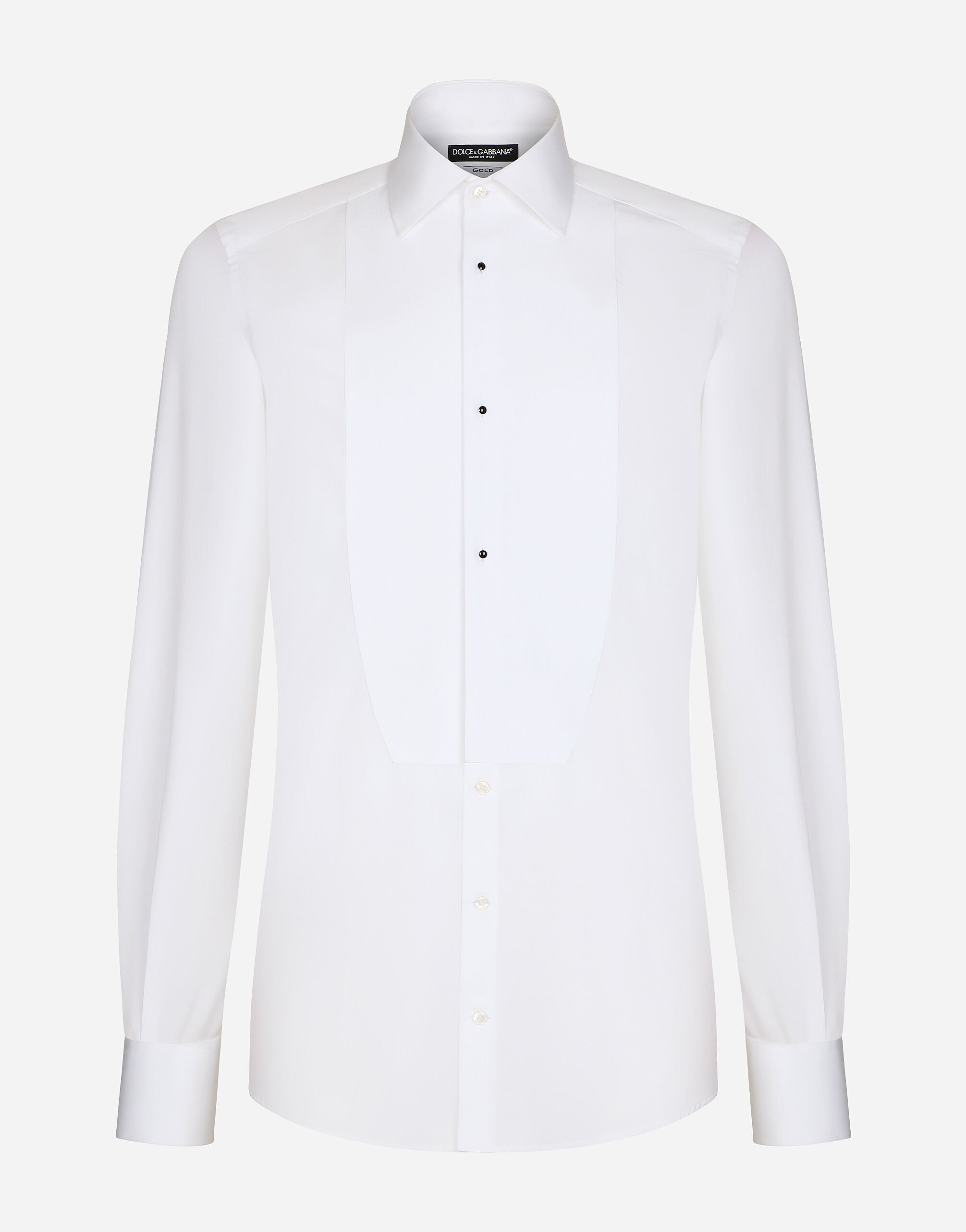 Dolce & Gabbana قميص توكسيدو من قطن بوبلين بقياس ذهبي أبيض G5EJ0TGG826
