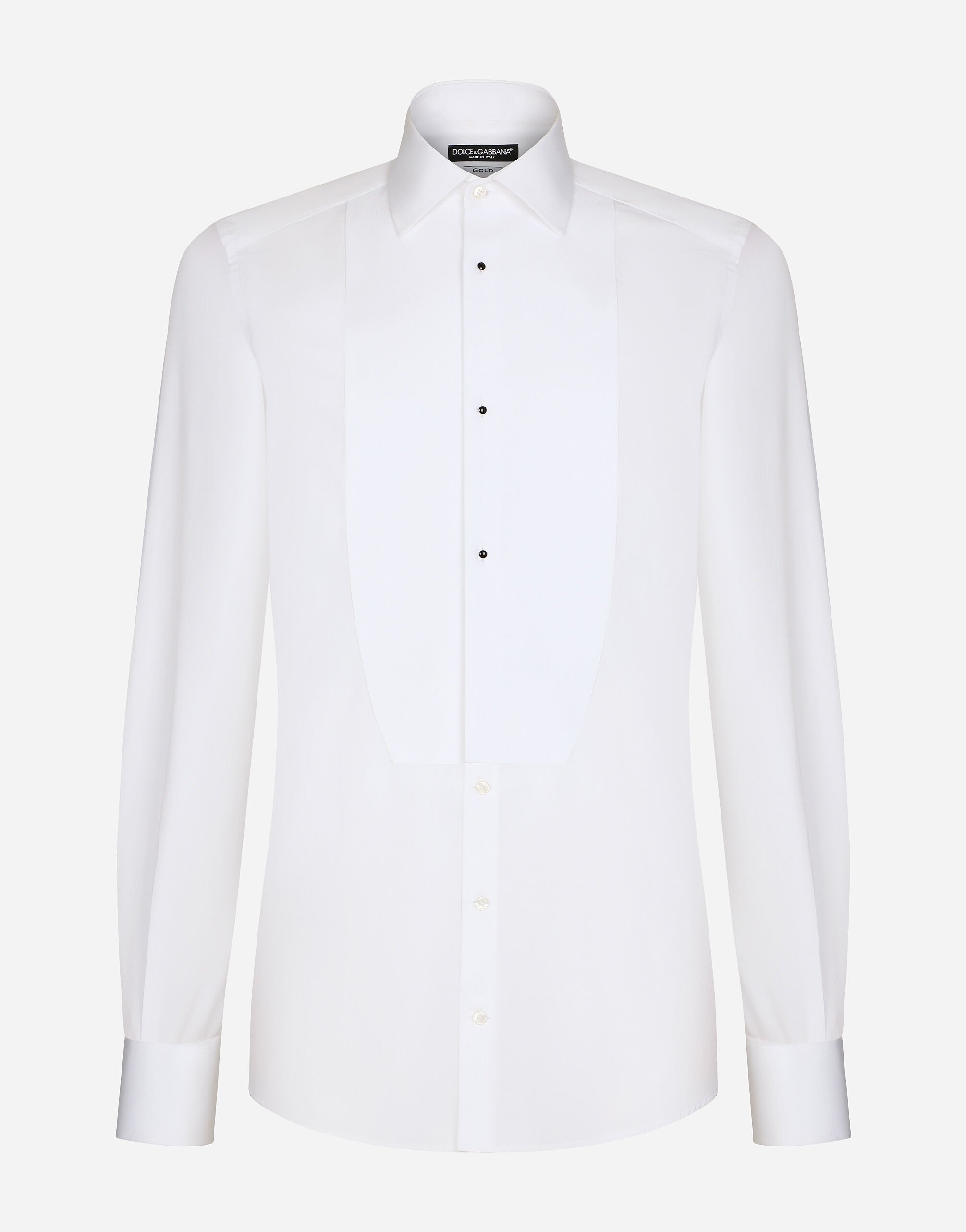 Dolce & Gabbana Gold fit tuxedo shirt in cotton poplin Black G2RR6TFUBGC