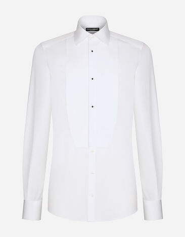 Dolce & Gabbana Camisa de esmoquin fit gold de popelina de algodón Blanc G5EJ0TGG826
