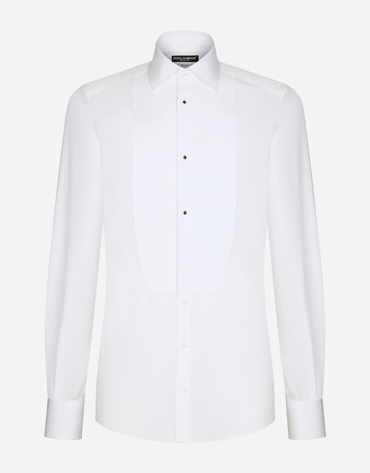 Dolce & Gabbana قميص توكسيدو من قطن بوبلين بقياس ذهبي أبيض G5EN5TFU5U8