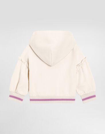 Dolce & Gabbana Hooded fleece with violets embroidery and DG logo Multicolor L2JWCCG7PHT