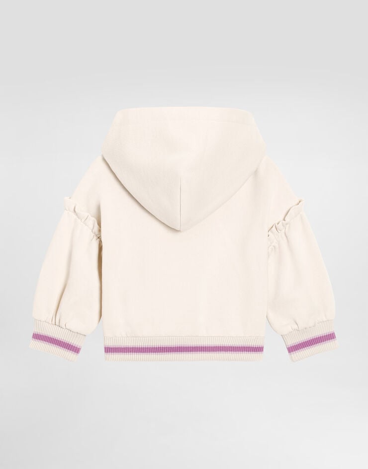 Dolce & Gabbana Hooded fleece with violets embroidery and DG logo Multicolor L2JWCCG7PHT