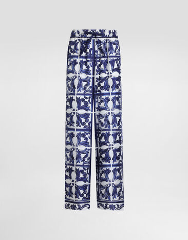 Dolce & Gabbana Majolica-print silk twill vanity trousers Print I3J36WHI1S5