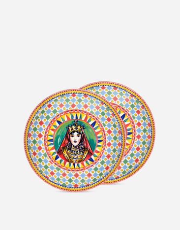 Dolce & Gabbana Set 2 Porcelain Soup Plates Multicolor TC0S05TCA48