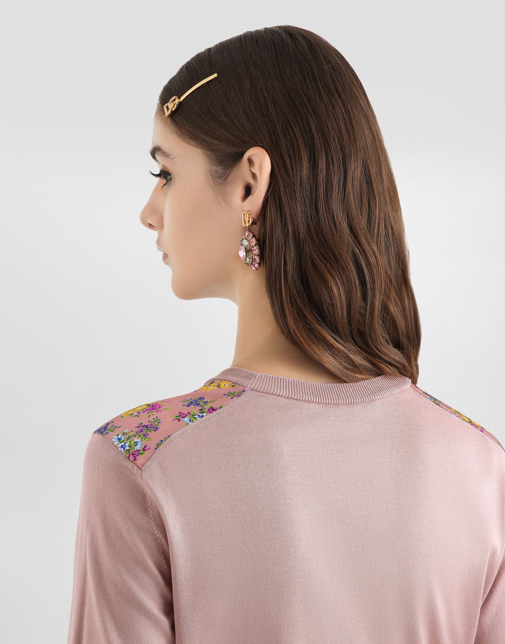 Small floral-print silk satin pullover in Multicolor for Women