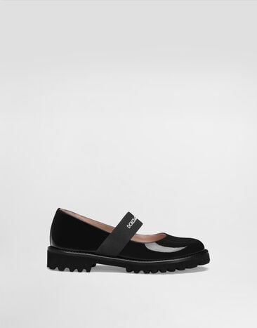 Dolce & Gabbana Patent leather ballet flats with elastic Blue D11333A9135