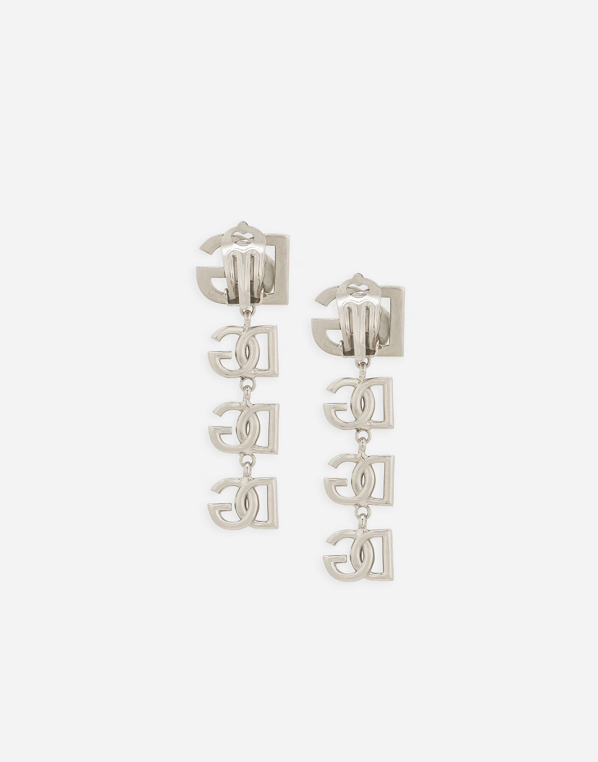 【ドルチェ＆ガッバーナ】Long earrings with dg multilogo Long earrings with two-tone DG multi-logo in Silver for