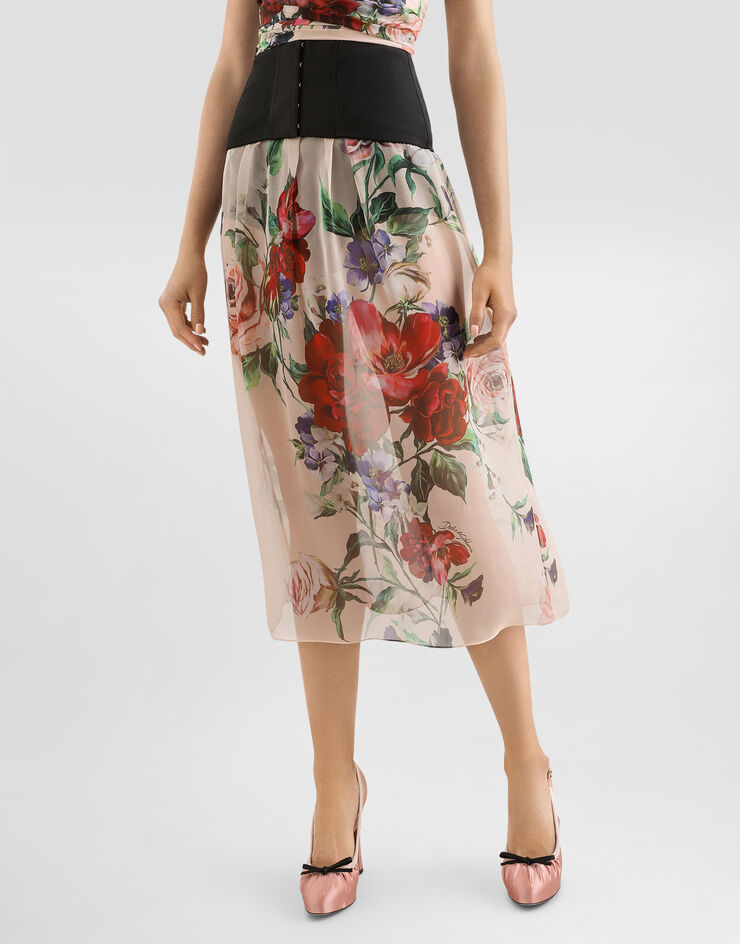 Dolce & Gabbana Longuetterock aus Chiffon Blumenprint Drucken F4BBOTIS1Y7