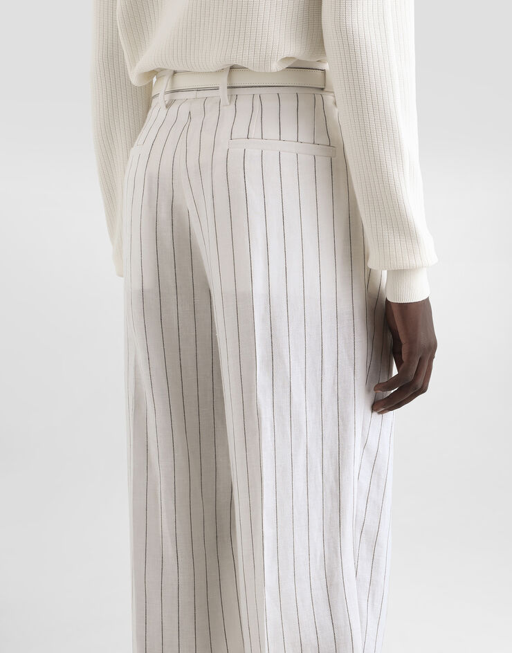 Dolce & Gabbana Pinstripe linen-blend pants with double darts Multicolor GP10DTFR3F0