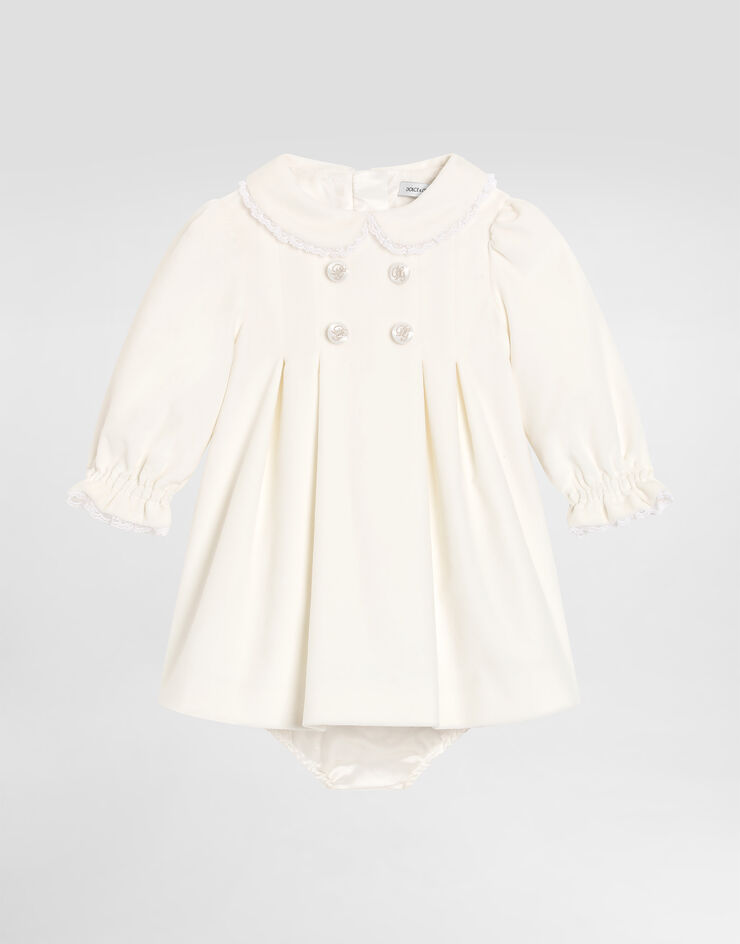 Dolce & Gabbana Vestido de terciopelo liso con culotte Blanco L24DI8FUWB3