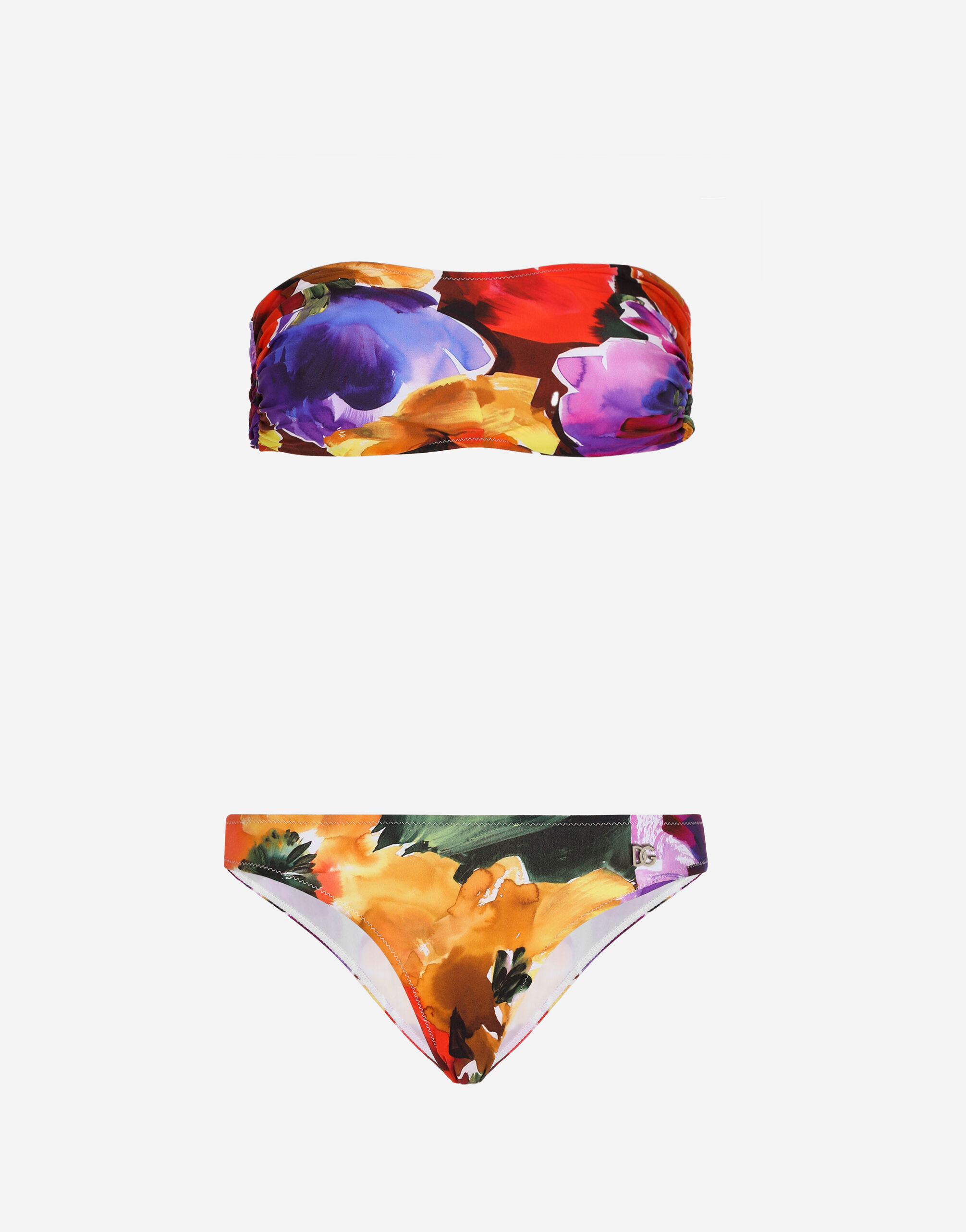 Dolce & Gabbana Bandeau-Bikini mit abstraktem Blumenprint Drucken O9B40JFSG1S